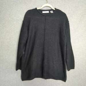 Vintage‎ Chaus Sport Womens Medium Black Roll Neck Knit Sweater Tunic 90s Y2K